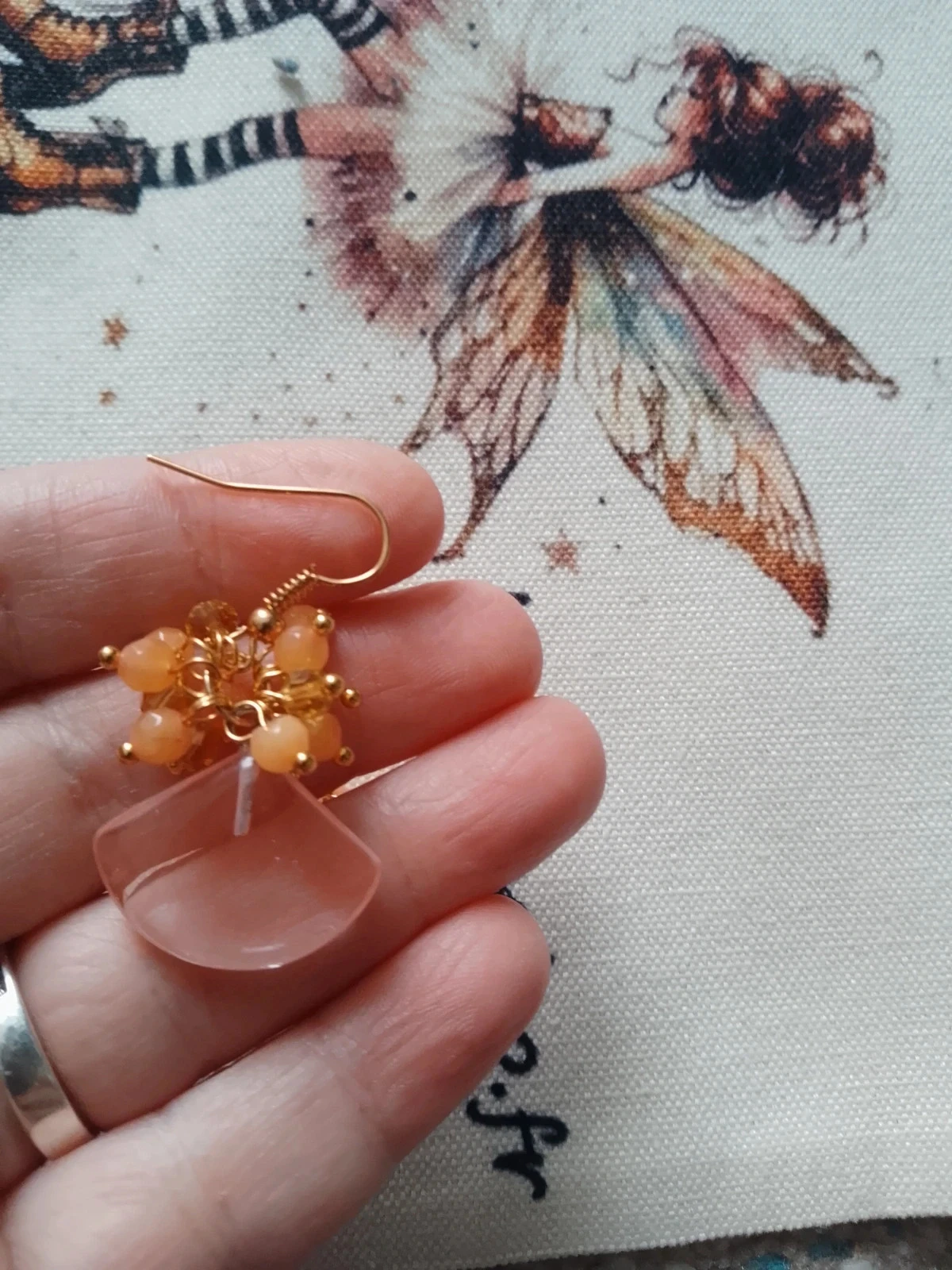 Boucles d'oreilles pierres quartz fraise – photo 2
